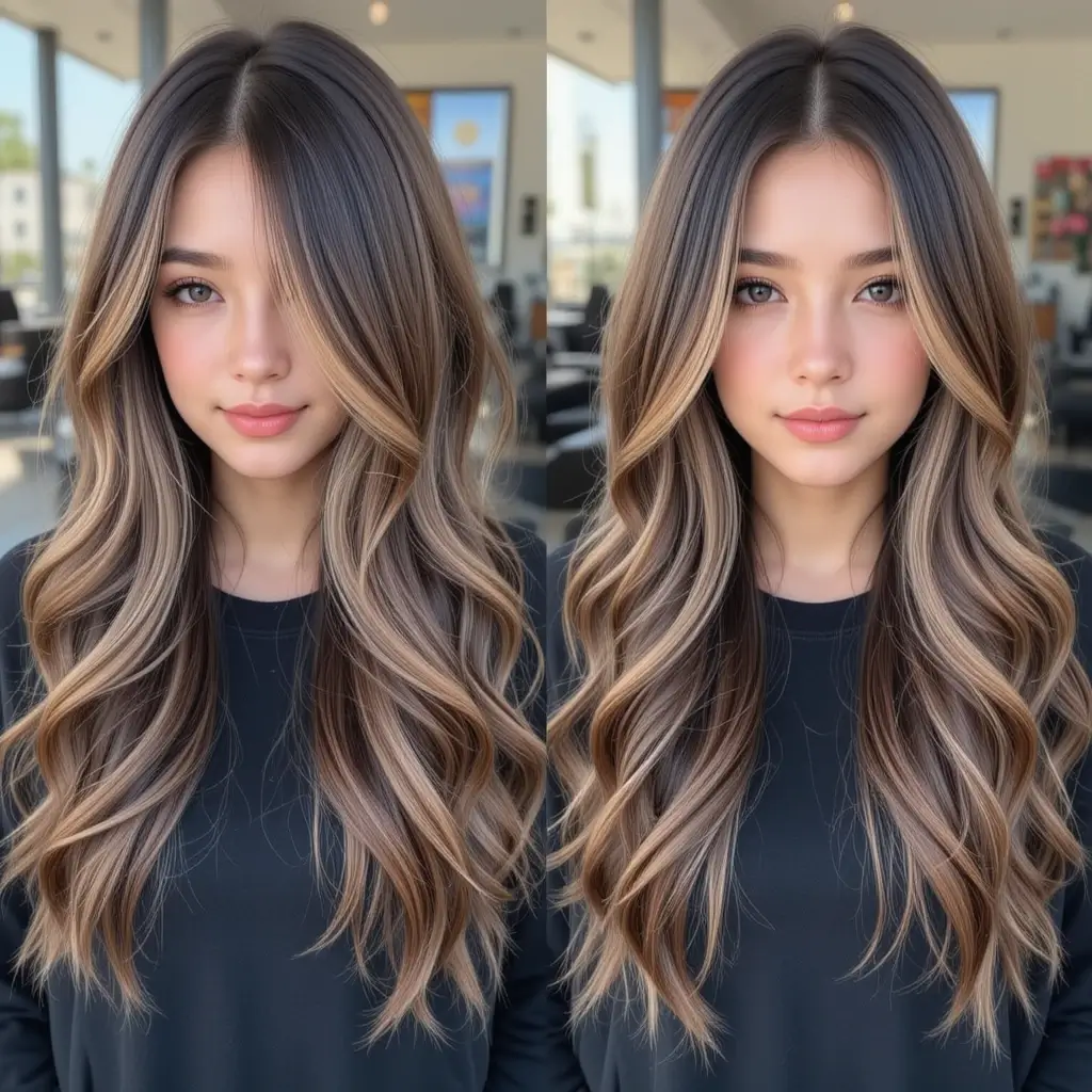 Long Layered Hair with Highlights