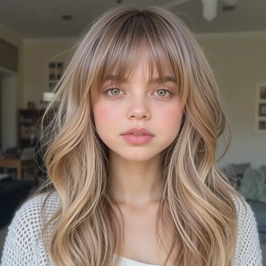 Long Layered Hair with Soft Fringe