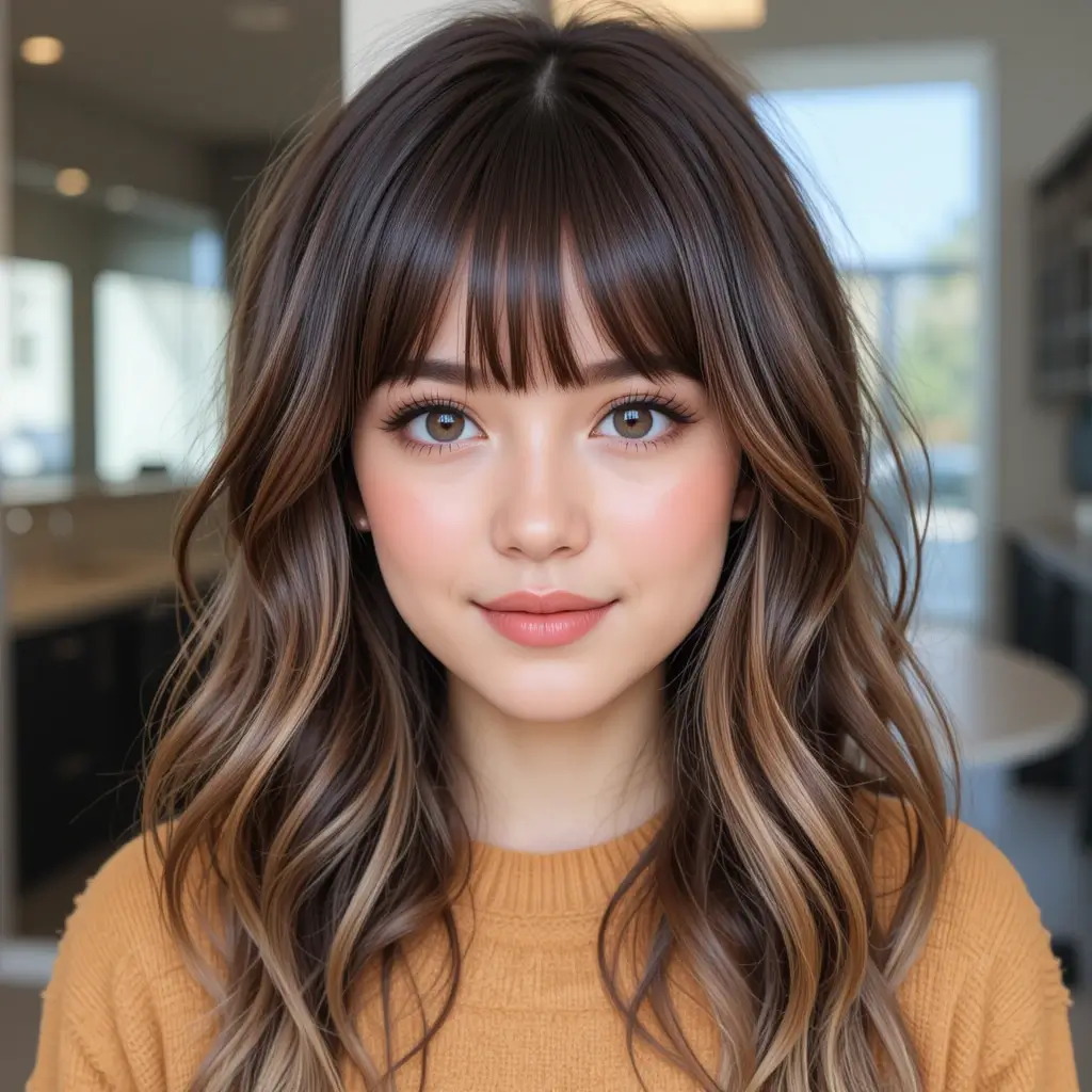 Long Layers with Curtain Bangs