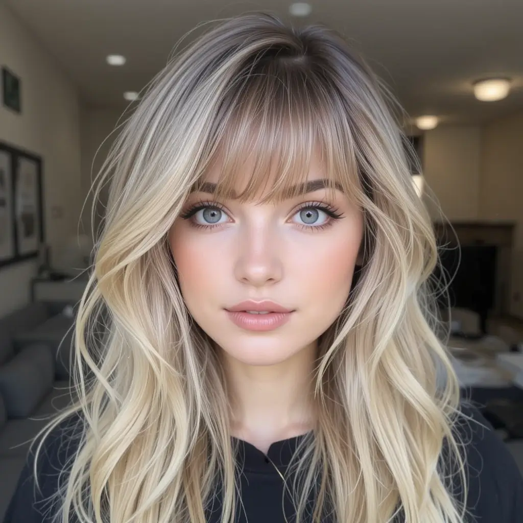 Long Layers with Side Bangs