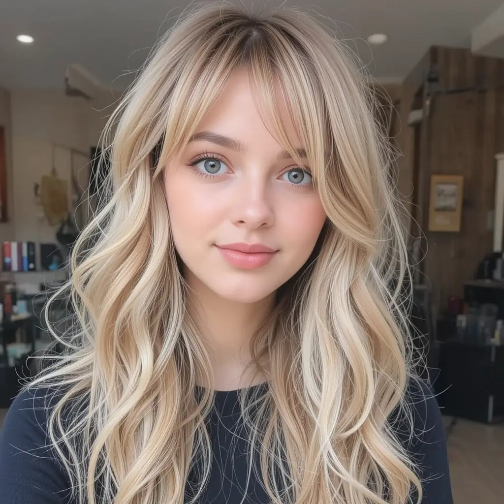 Long Layers with Side Swept Bangs