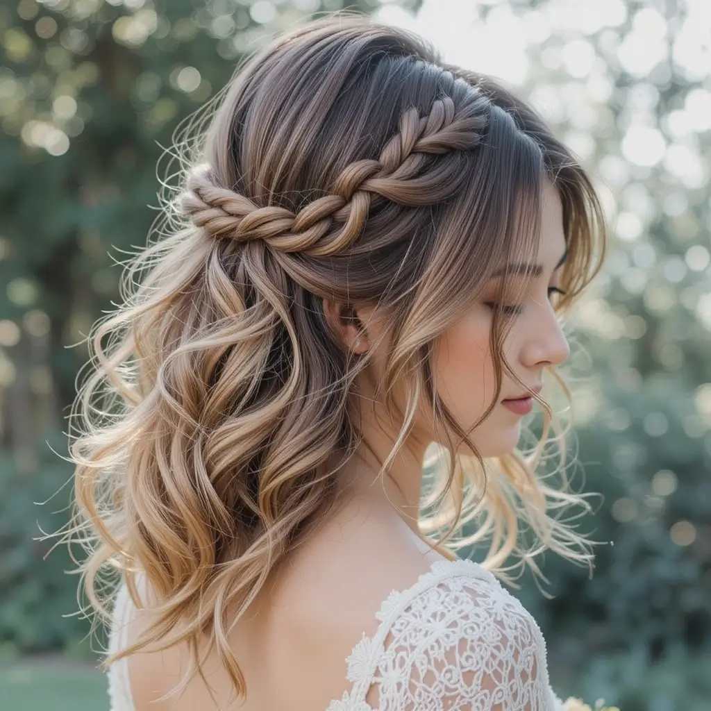 Loose Curls with Braided Accents