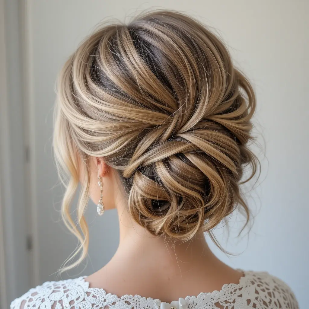 Loose French Twist with Soft Curls