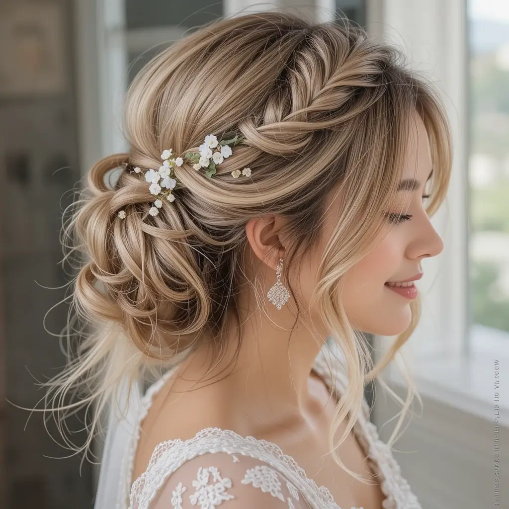 Loose Half-Up with Twists and Flowers