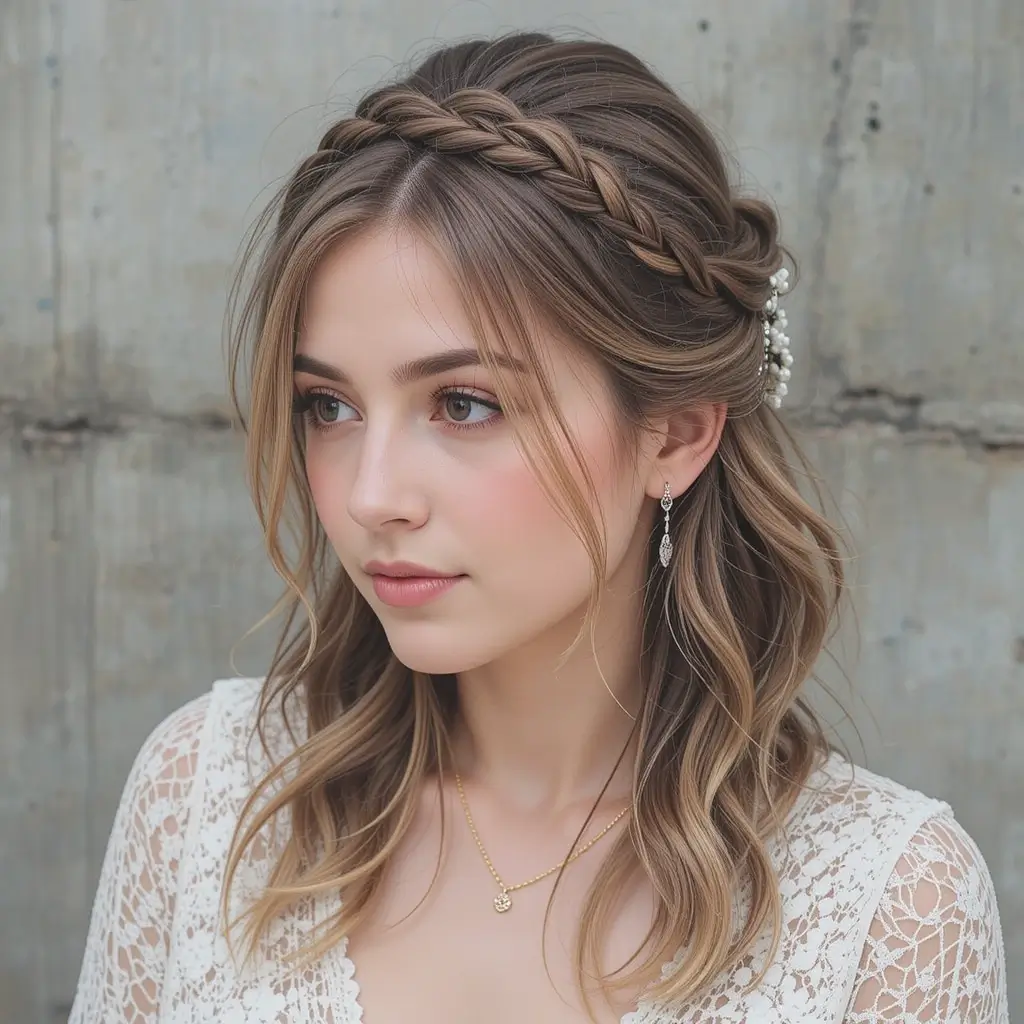 Loose Ponytail with Braided Wrap
