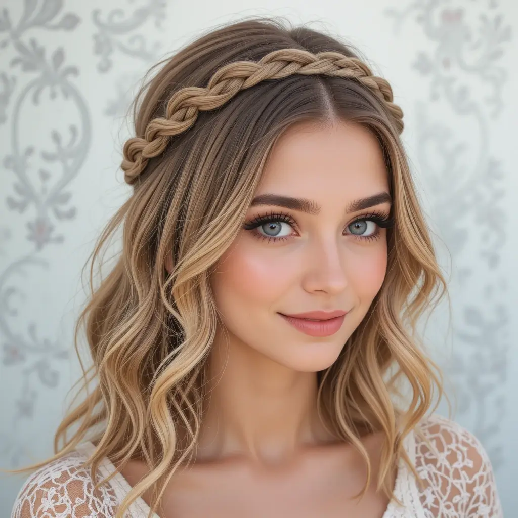 Loose Waves with Braided Headband