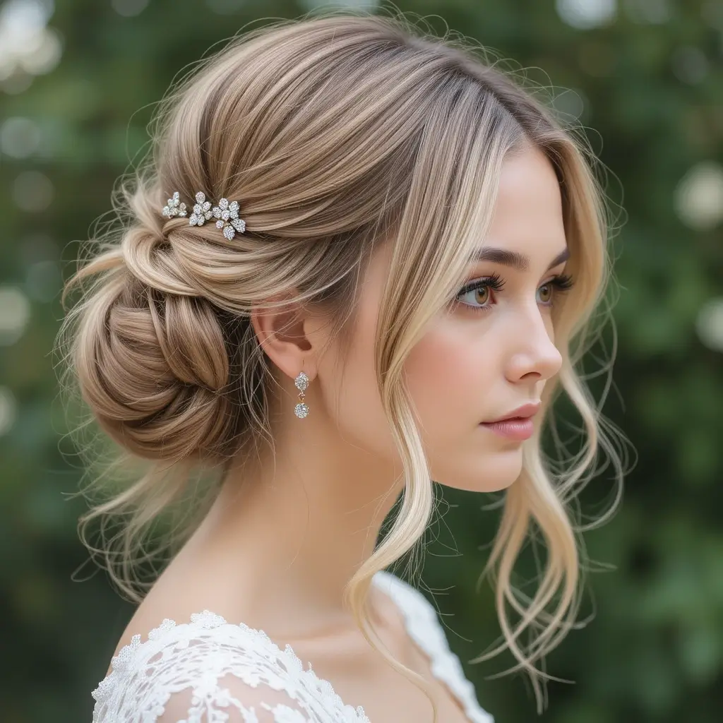 Loose Waves with Crystal Hair Pins