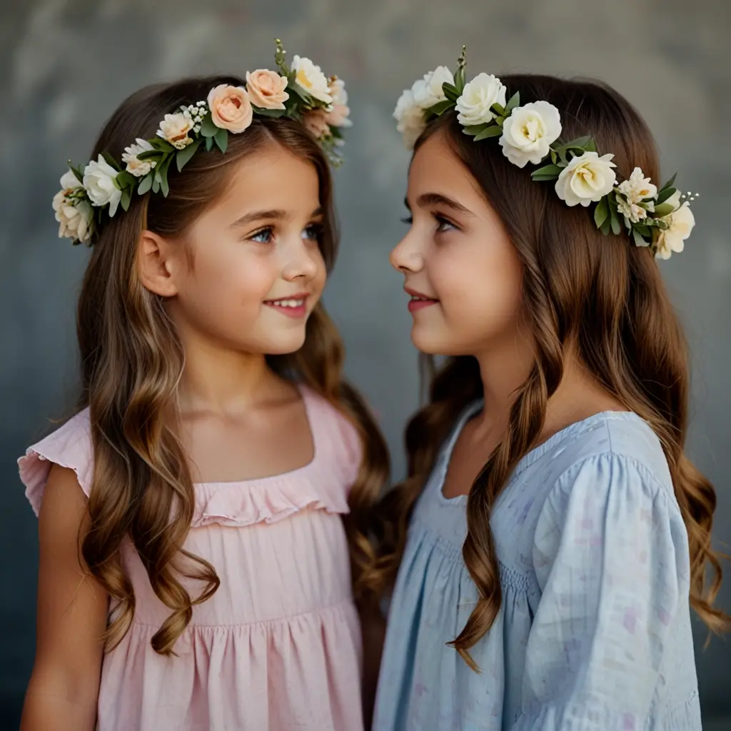 Loose Waves with a Flower Crown