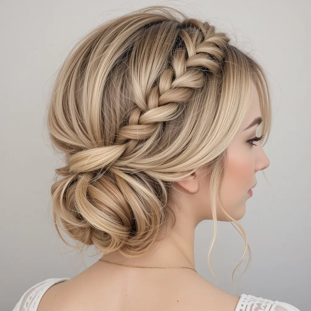 Low Bun with Loose Braids