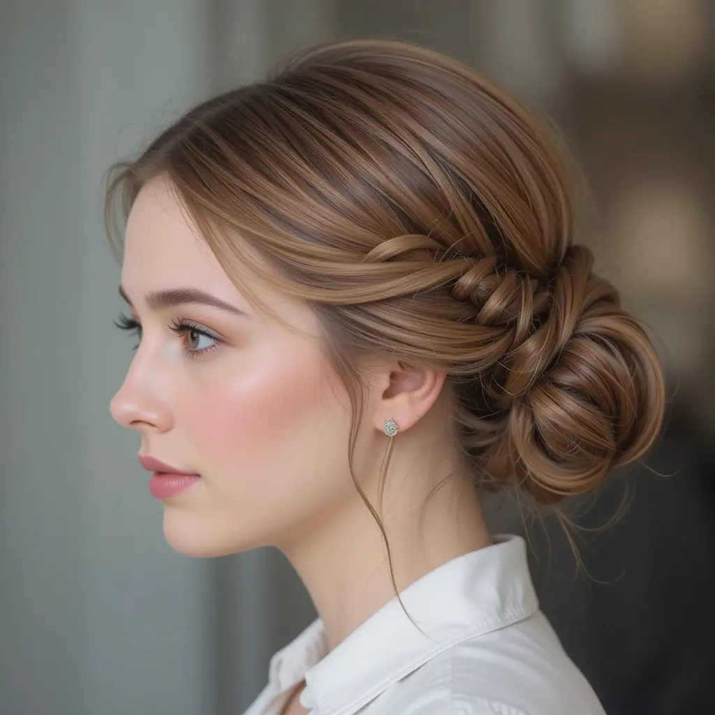 Low Bun with Side Twist