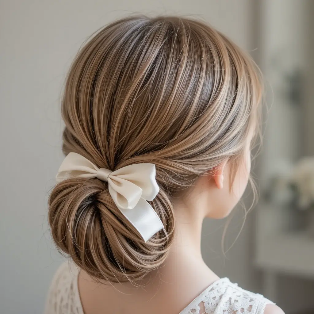 Low Chignon with a Ribbon