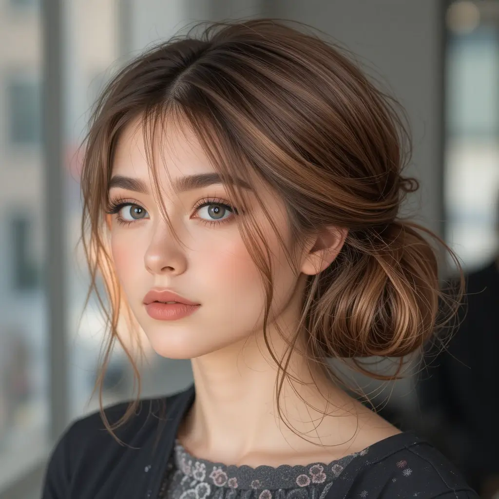 Low Messy Bun with Defined Structure