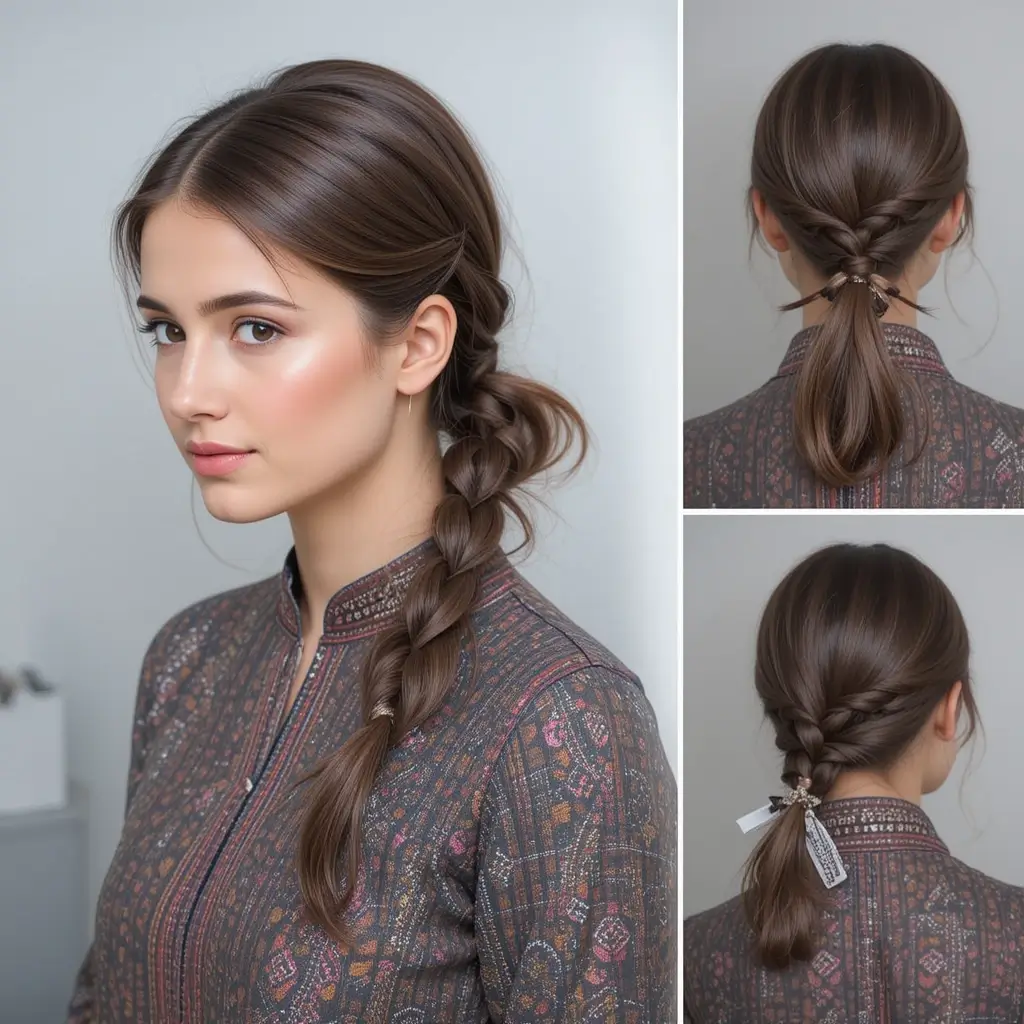 Low Ponytail with Braided Accent