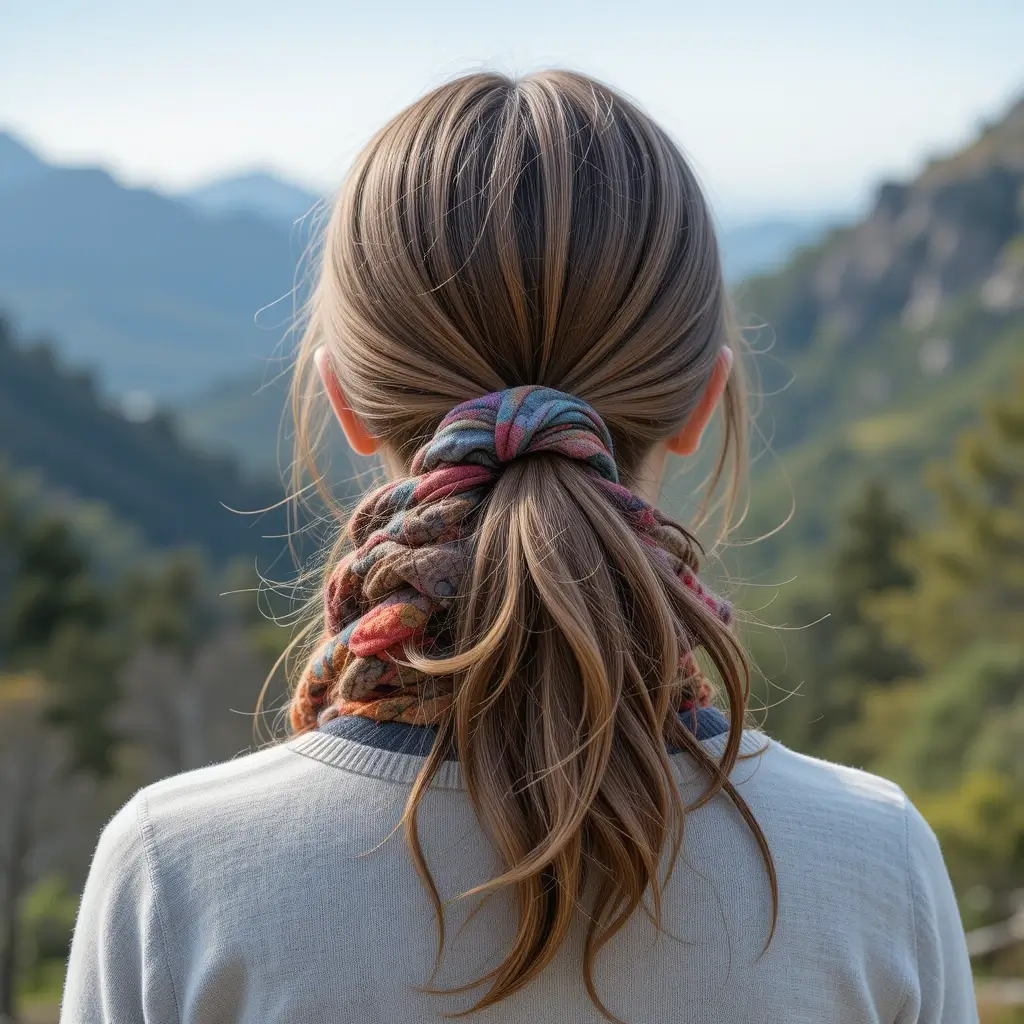 Low Ponytail with Scarf