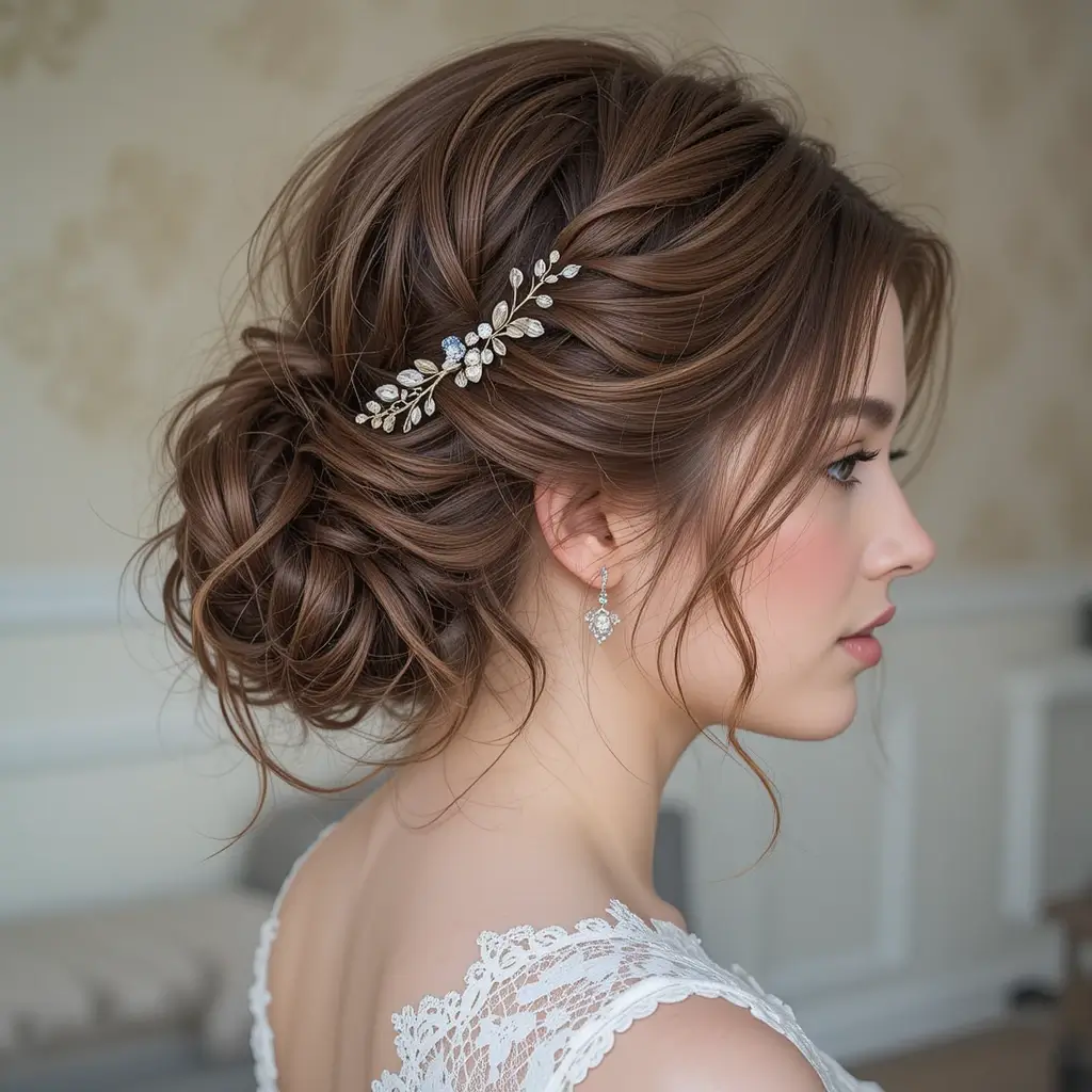 Low Twisted Curly Bun