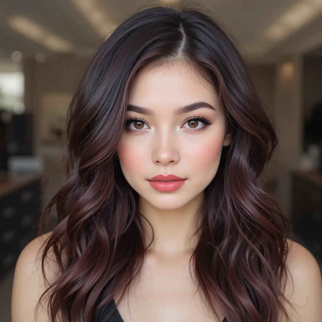 Mahogany Highlights on Dark Brown Hair