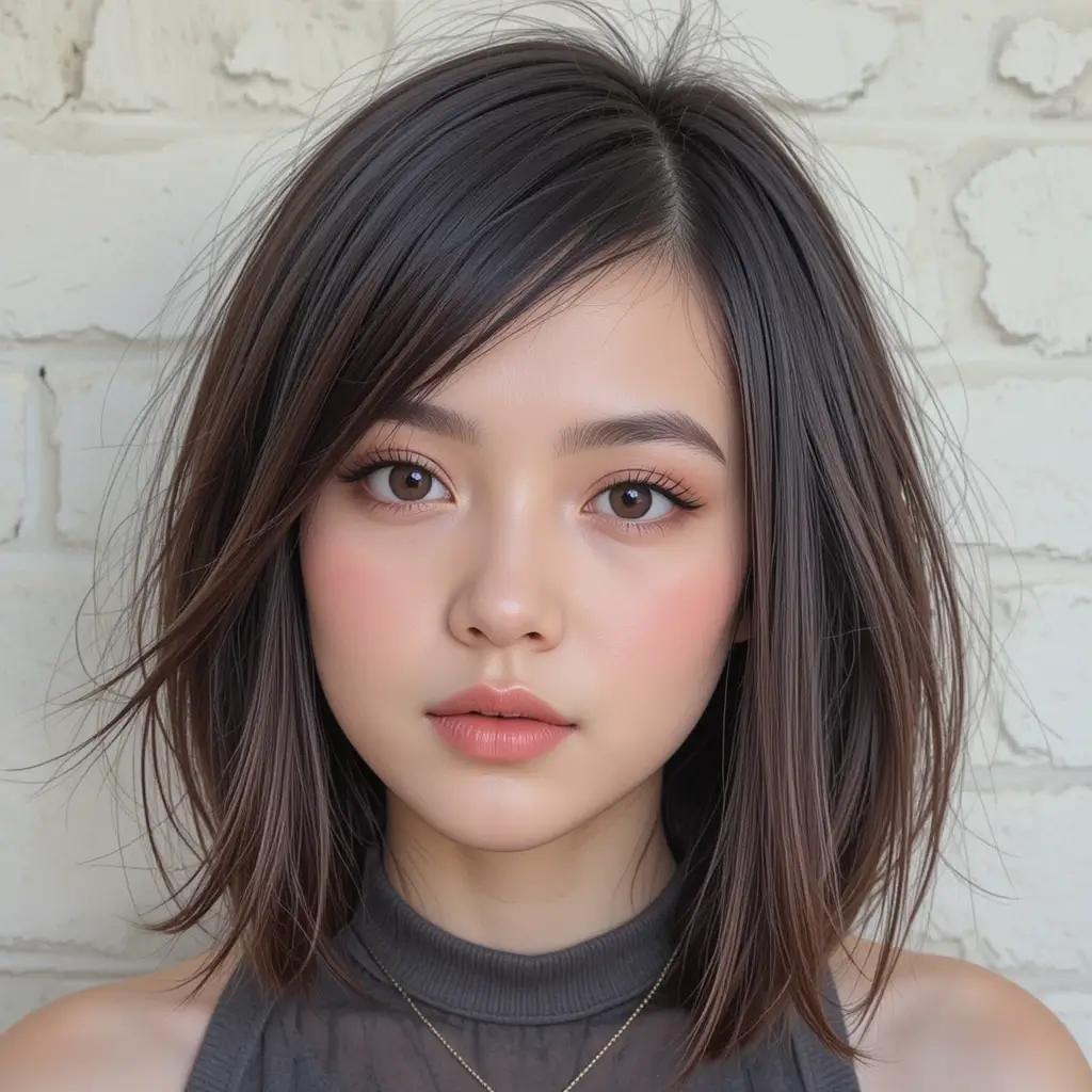 Medium Hair with Angular Fringe
