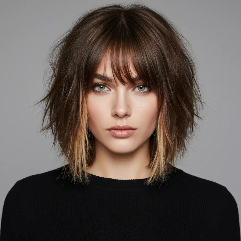 Medium Hair with Asymmetrical Bangs
