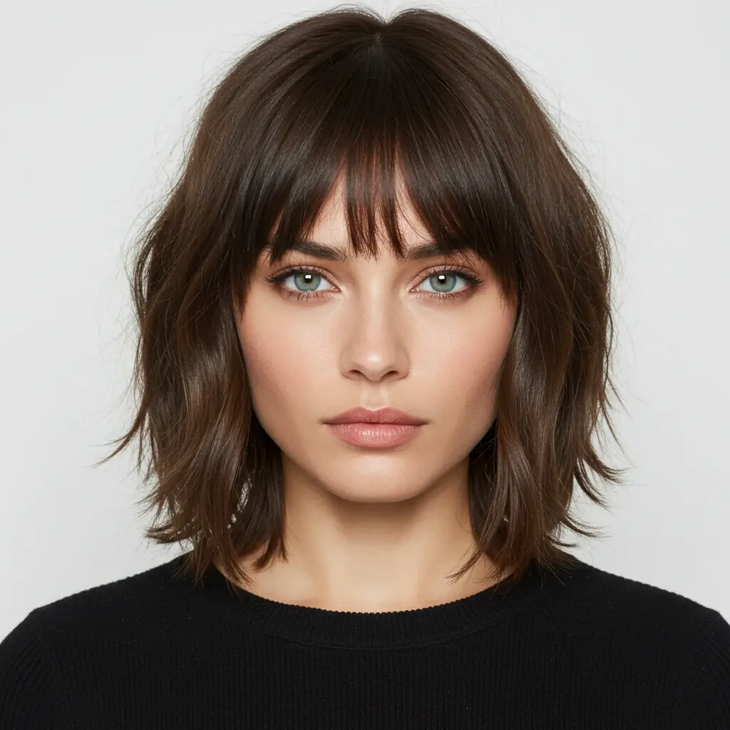 Medium Hair with Baby Bangs