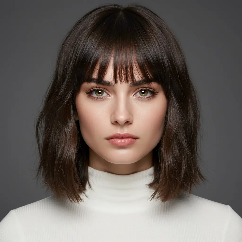 Medium Hair with Chunky Bangs