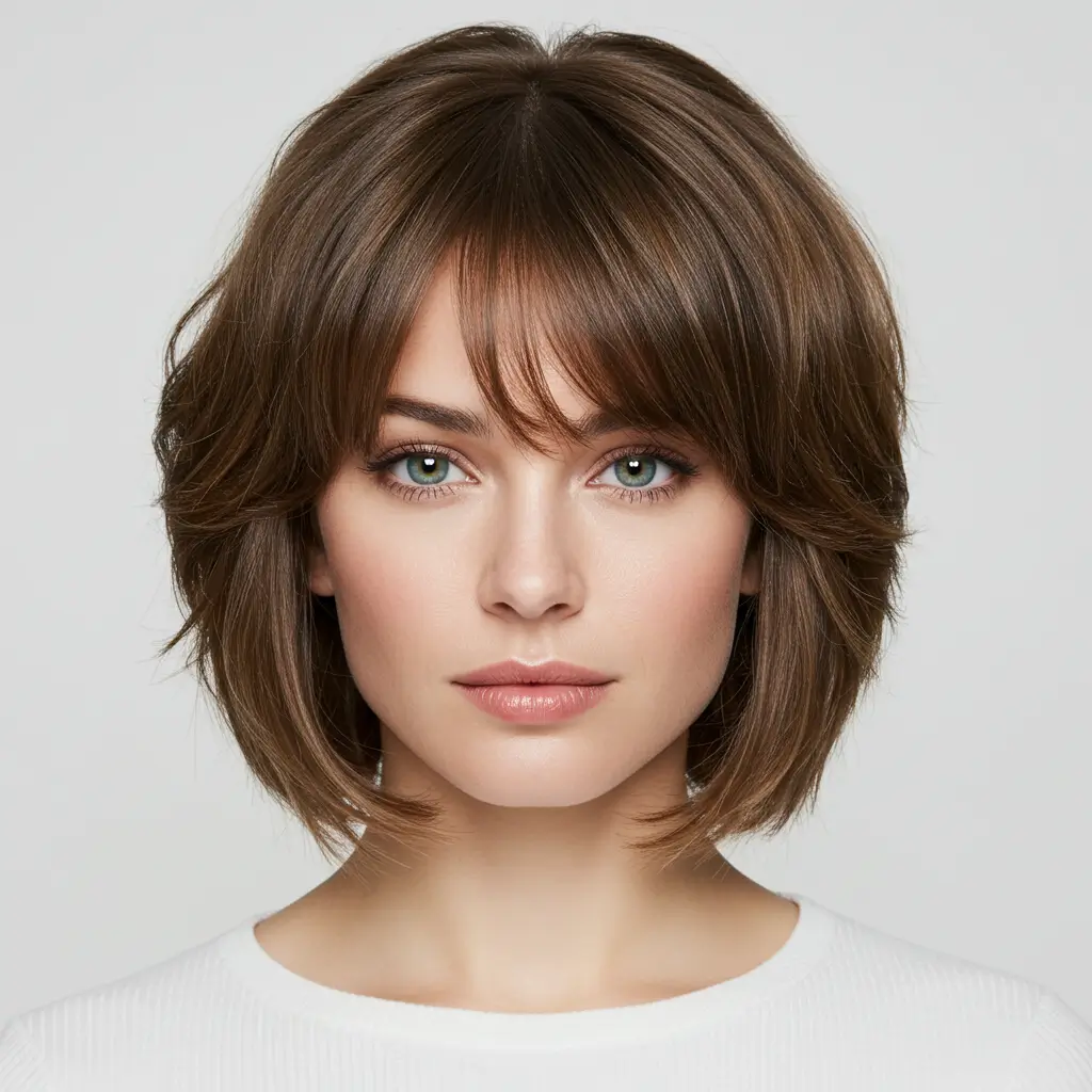 Medium Hair with Curved Side Bangs