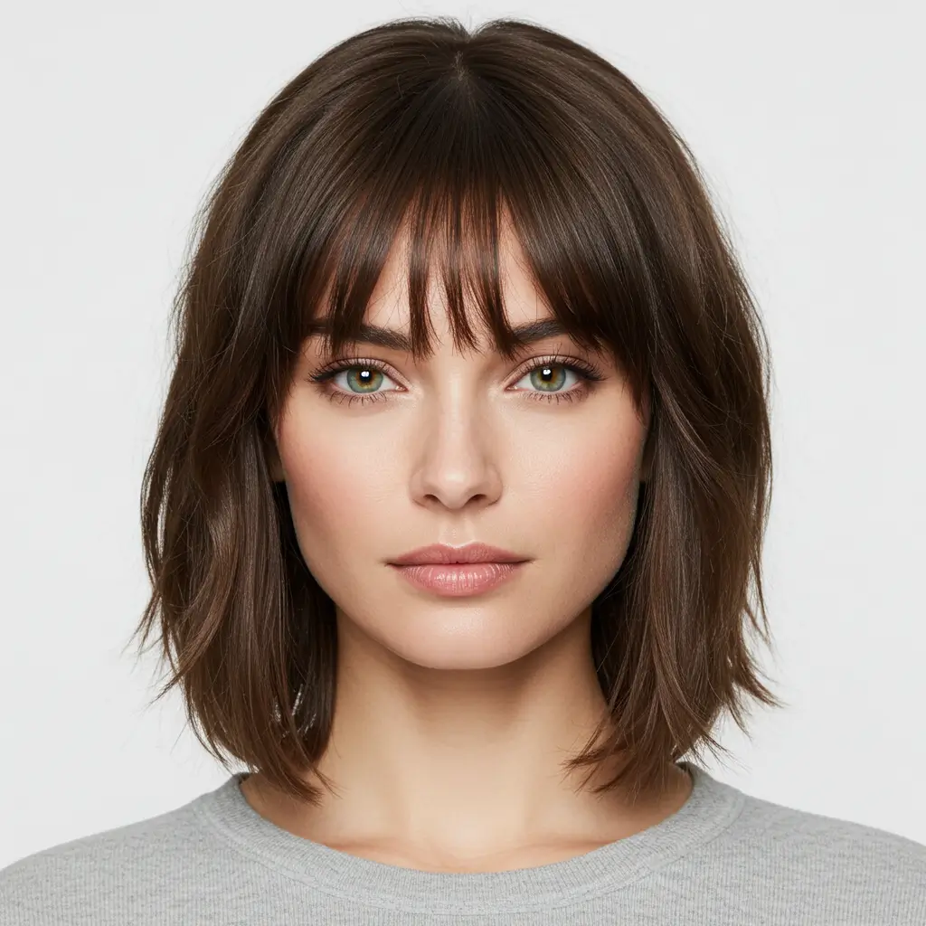 Medium Hair with Face-Framing Bangs