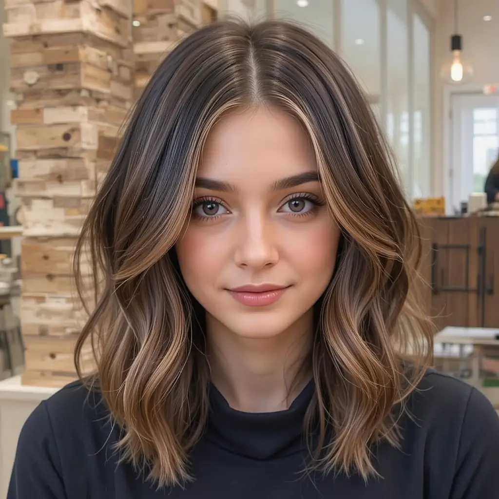Medium Hair with Face-Framing Highlights