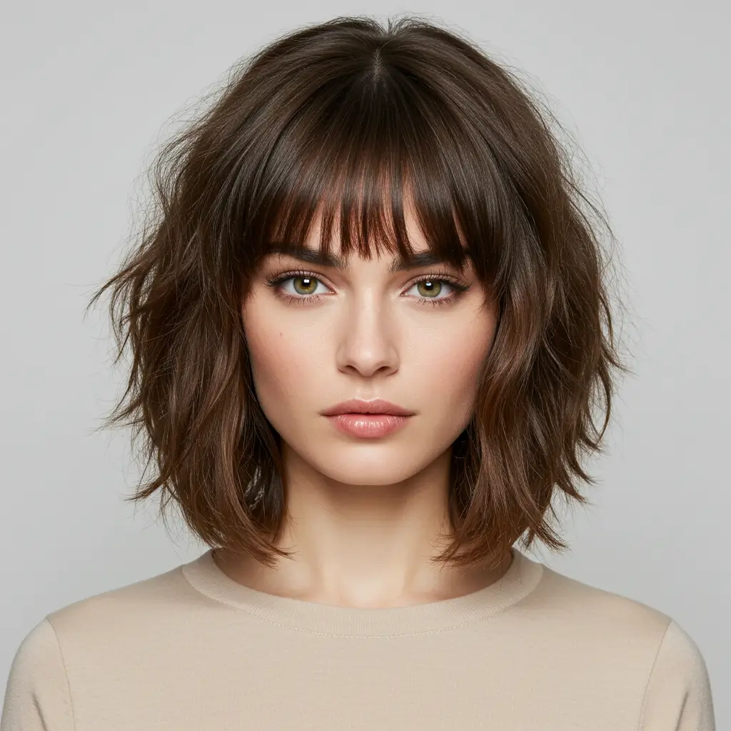 Medium Hair with Flipped Bangs