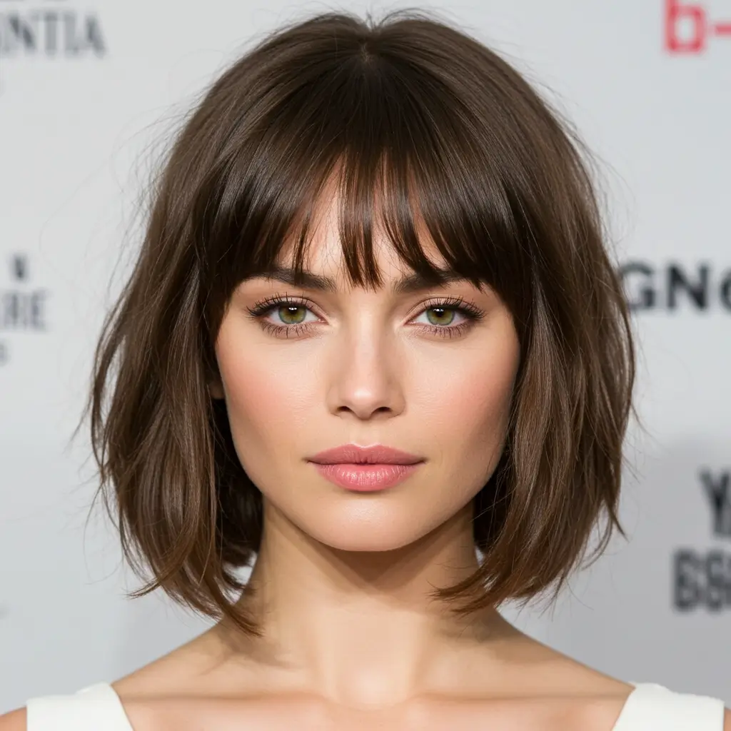 Medium Hair with Rounded Bangs