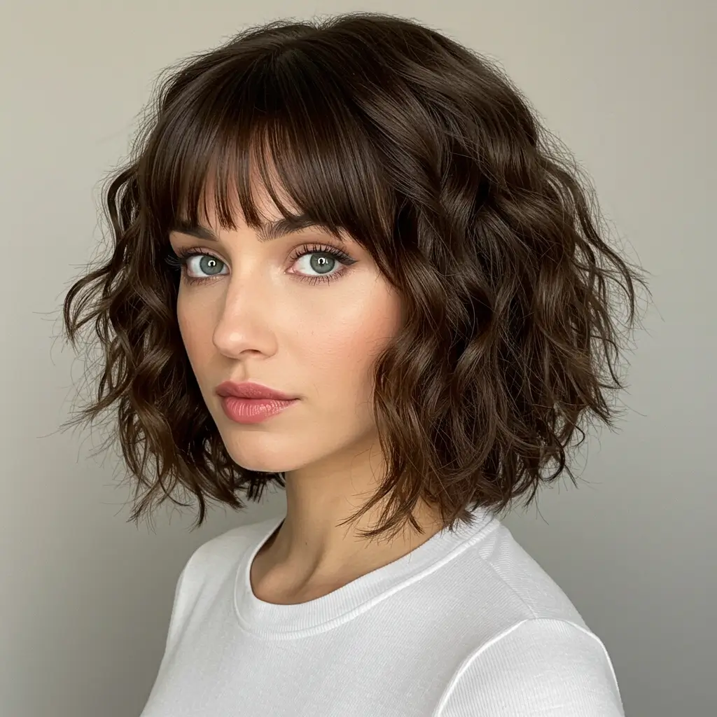 Medium Hair with Side Bangs and Curls