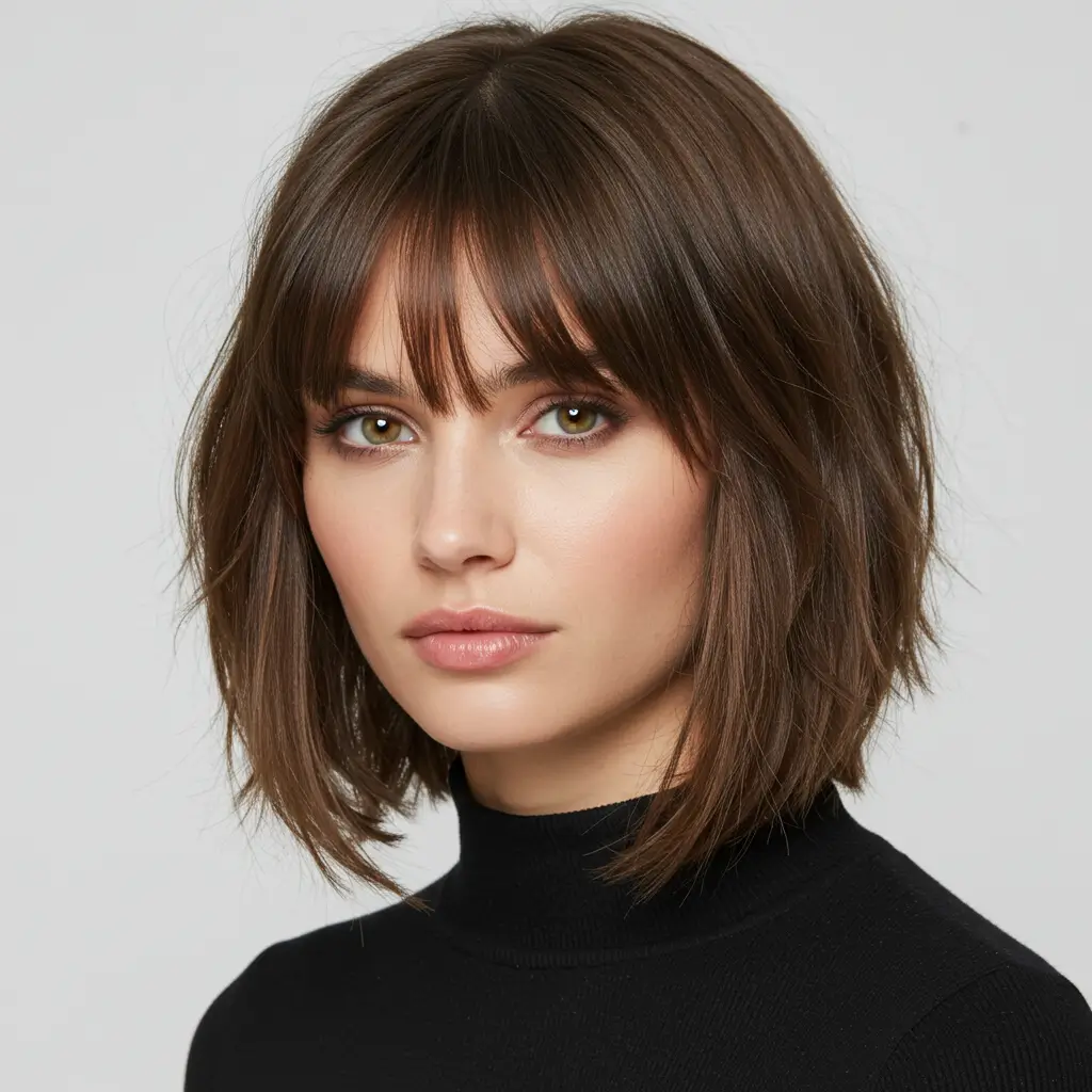 Medium Hair with Side-Parted Bangs
