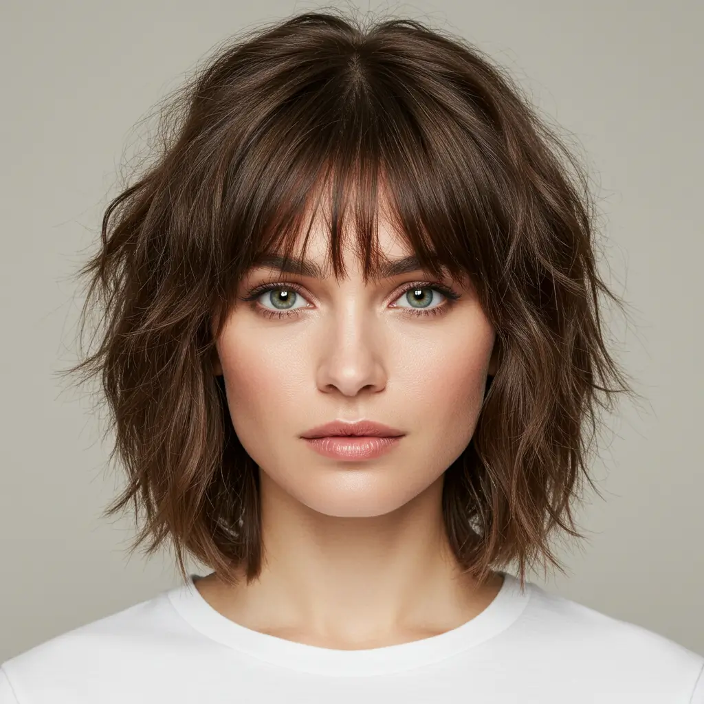 Medium Hair with Textured Bangs