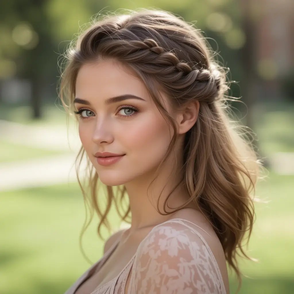 Medium Hair with Twisted Half-Up Style