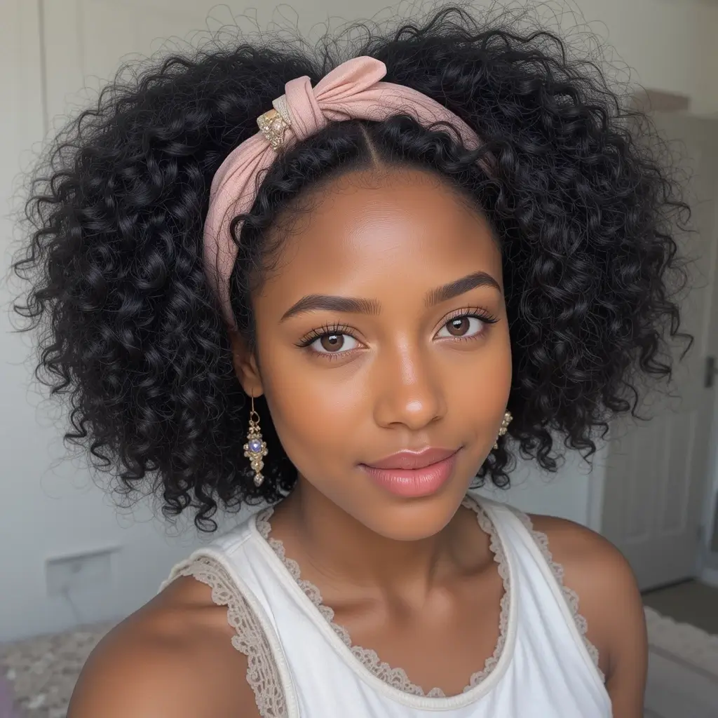 Medium Length Afro with Headband