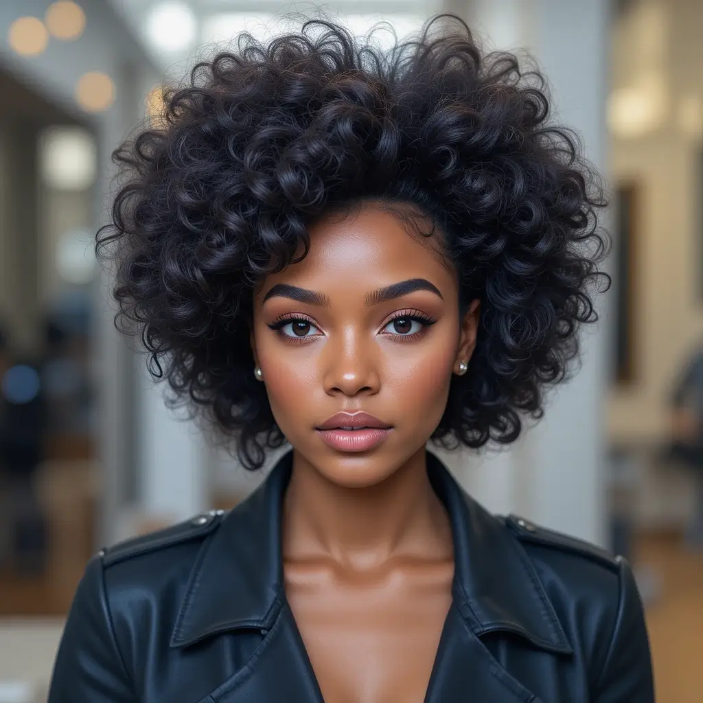 Medium Length Afro with Tapered Sides