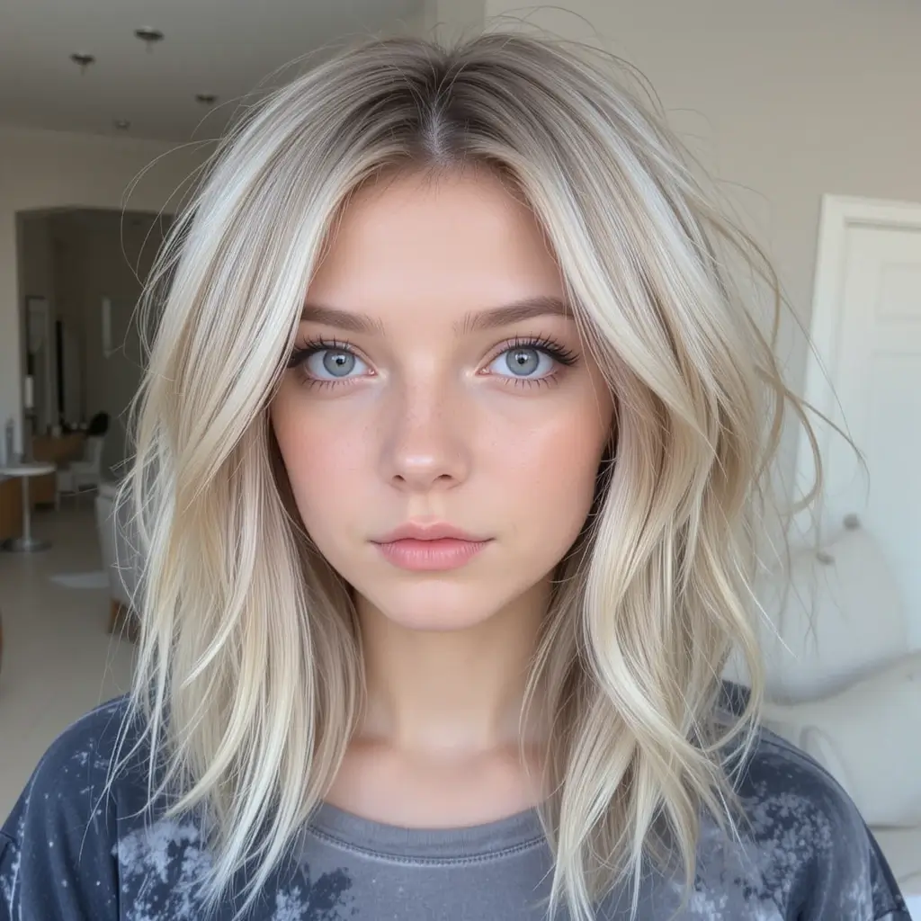Medium-Length Blonde Balayage with Face-Framing Highlights