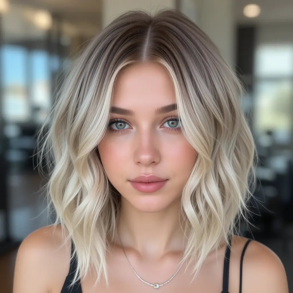 Medium-Length Blonde Bob with Darker Underlights