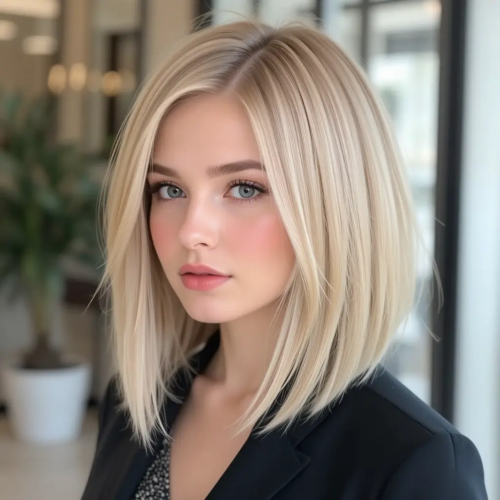 Medium-Length Blonde Bob with Subtle Highlights