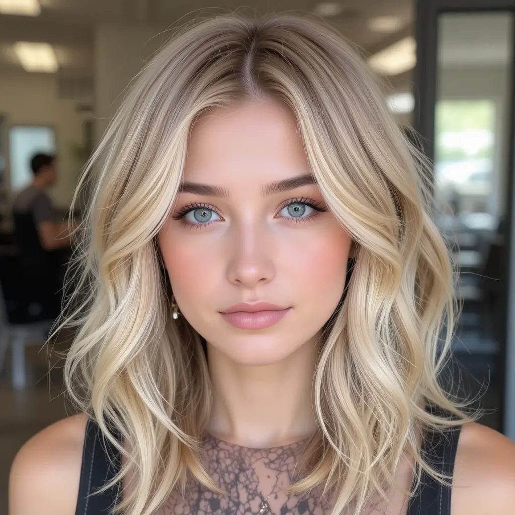 Medium-Length Blonde with Face-Framing Layers