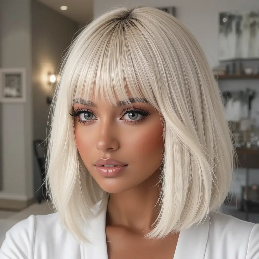 Medium Length Blowout with Bangs