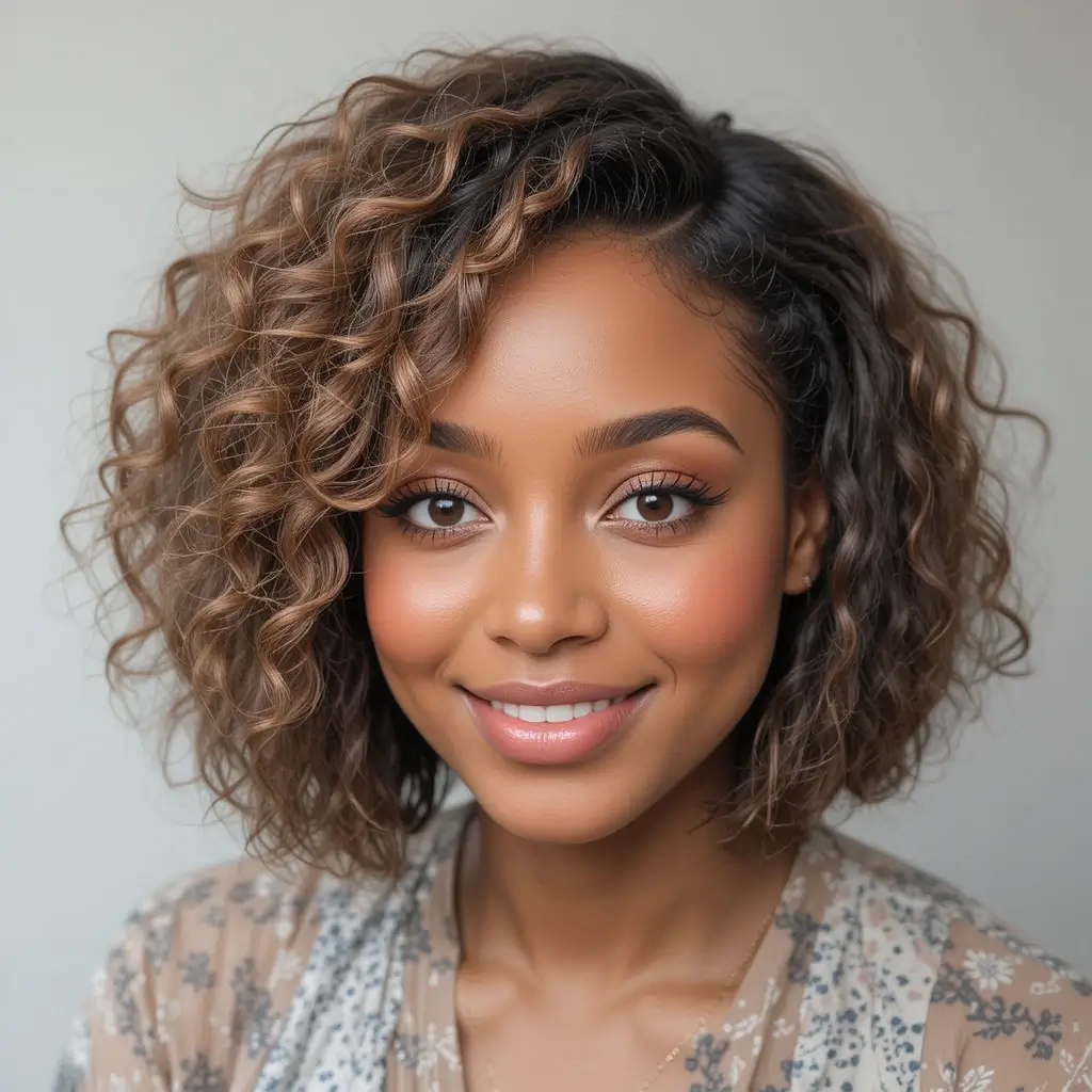 Medium Length Bob with Natural Curls