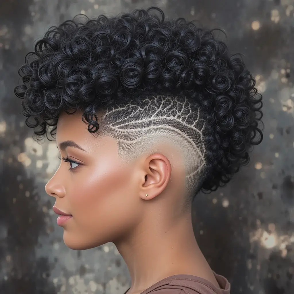 Medium Length Curly Frohawk