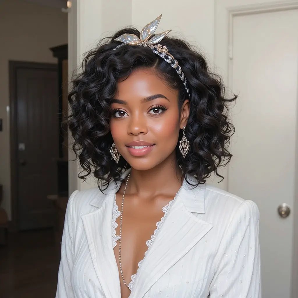 Medium Length Defined Curls with Accessories