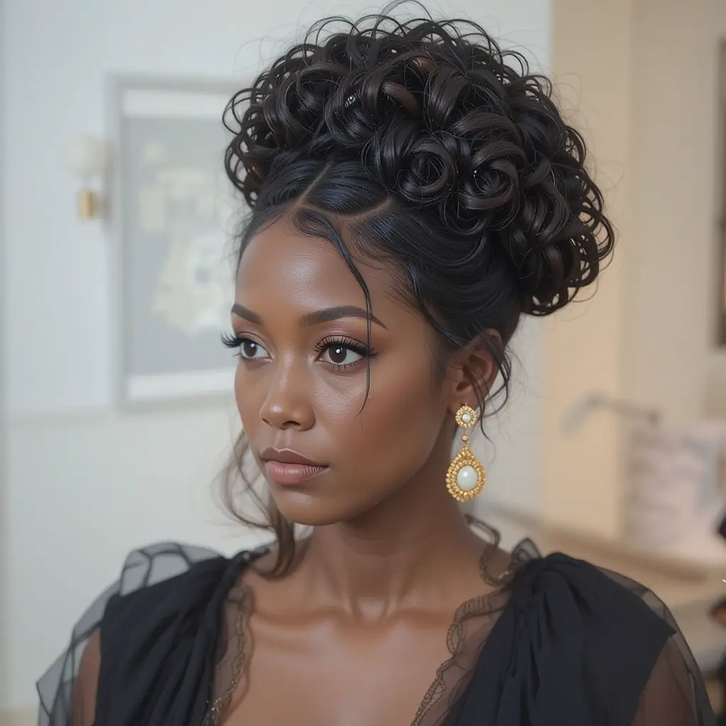 Medium Length Finger Coil Updo
