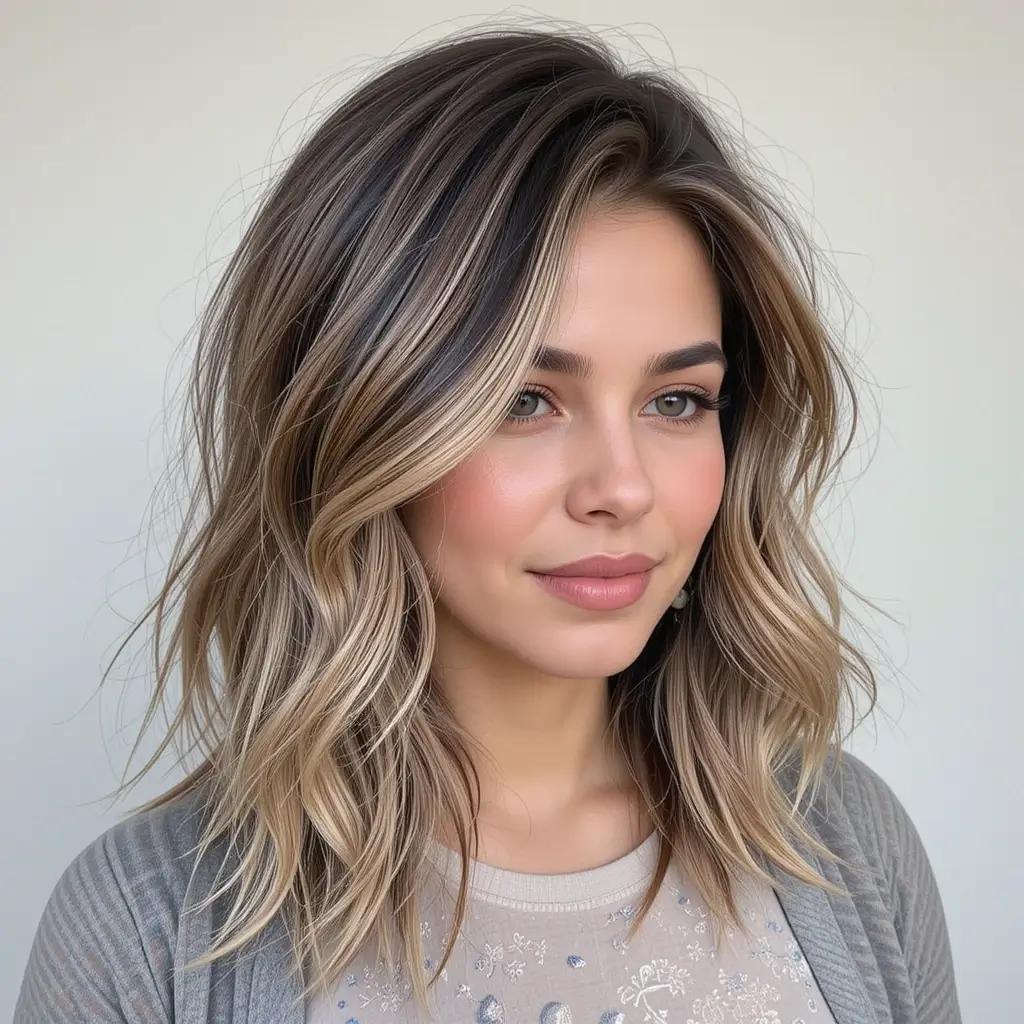 Medium Length Hair with Highlights and Low Lights