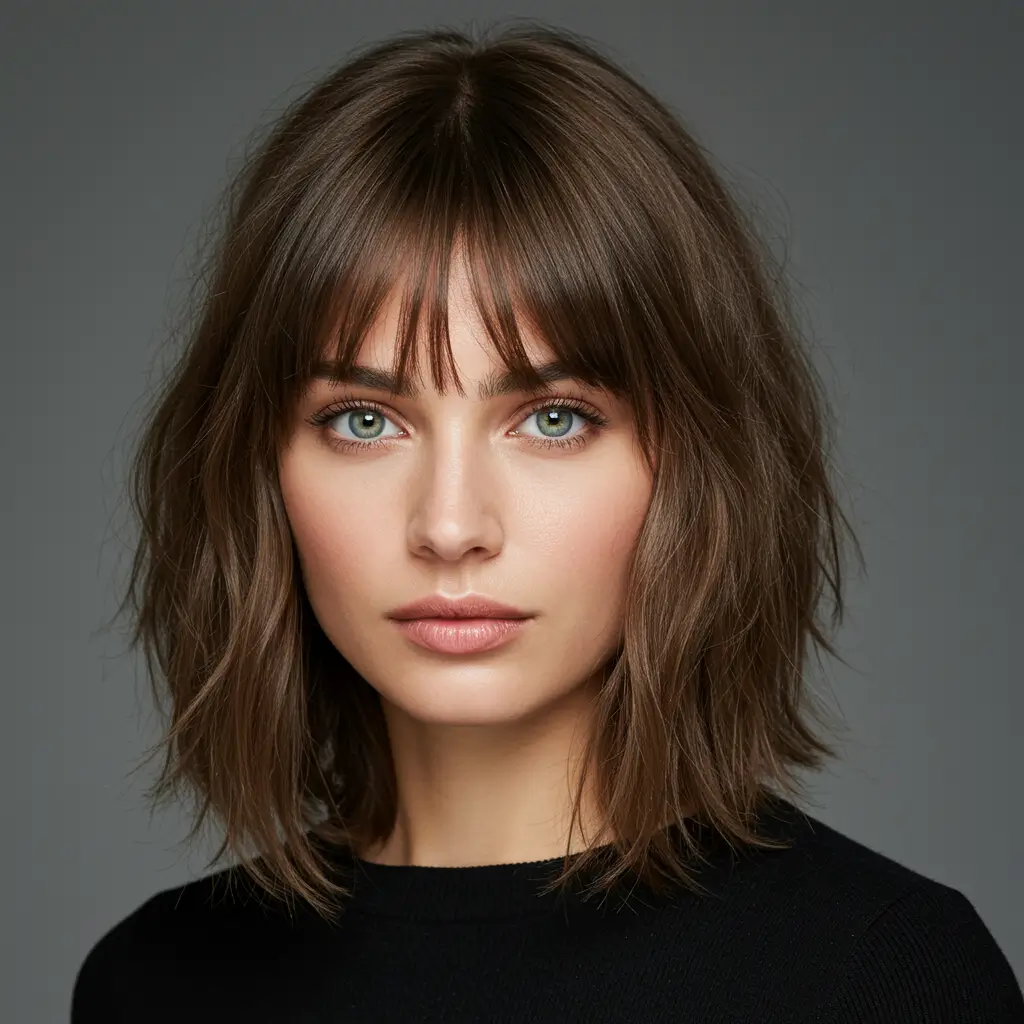 Medium Length Hair with Wispy Bangs