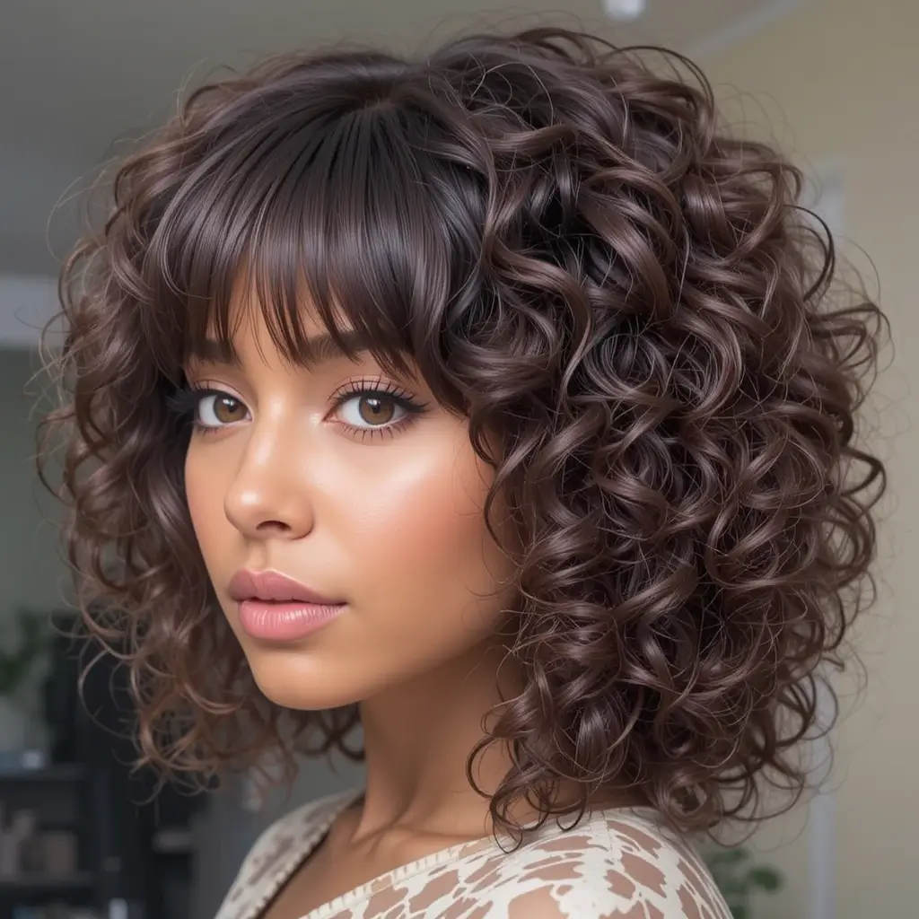 Medium Length Natural Hair with Bangs