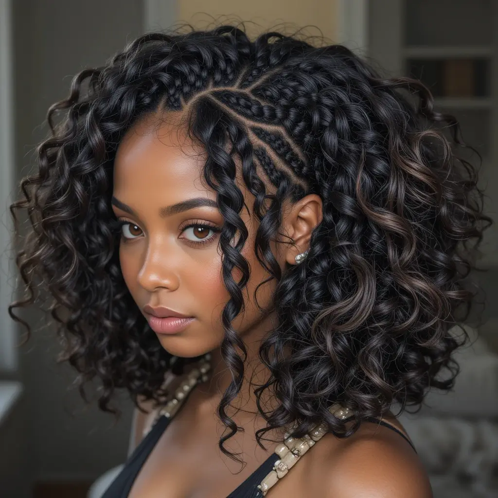 Medium Length Natural Hair with Cornrow Edges