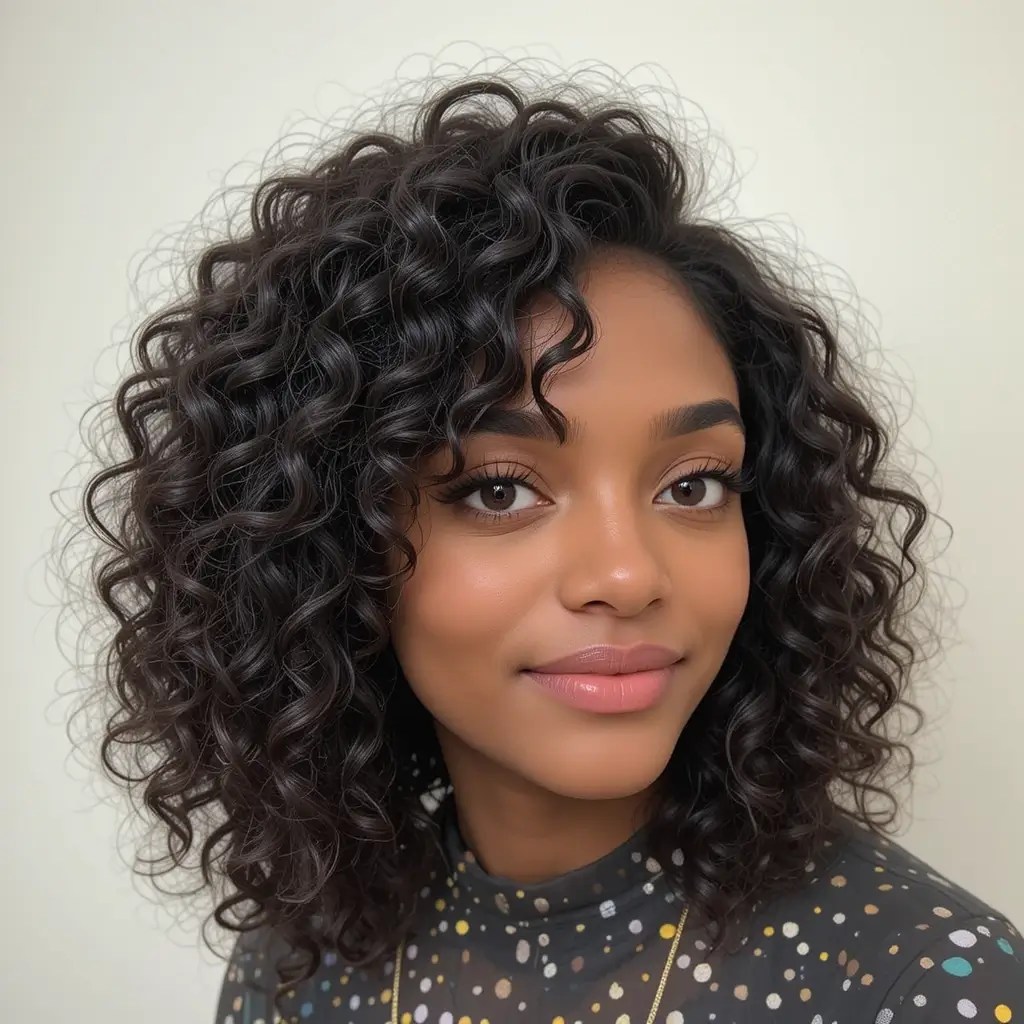 Medium Length Natural Hair with Defined Curls