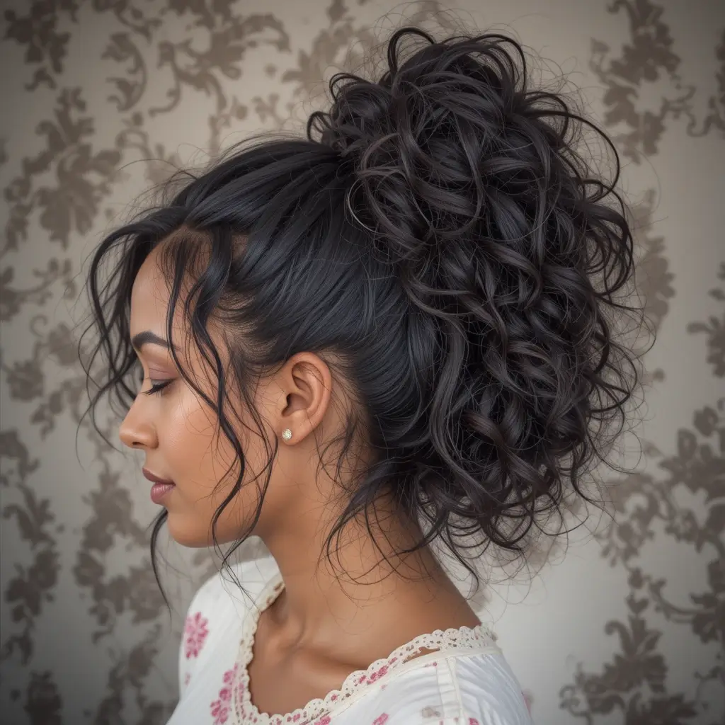 Medium Length Natural Hair with Half-Up Bun